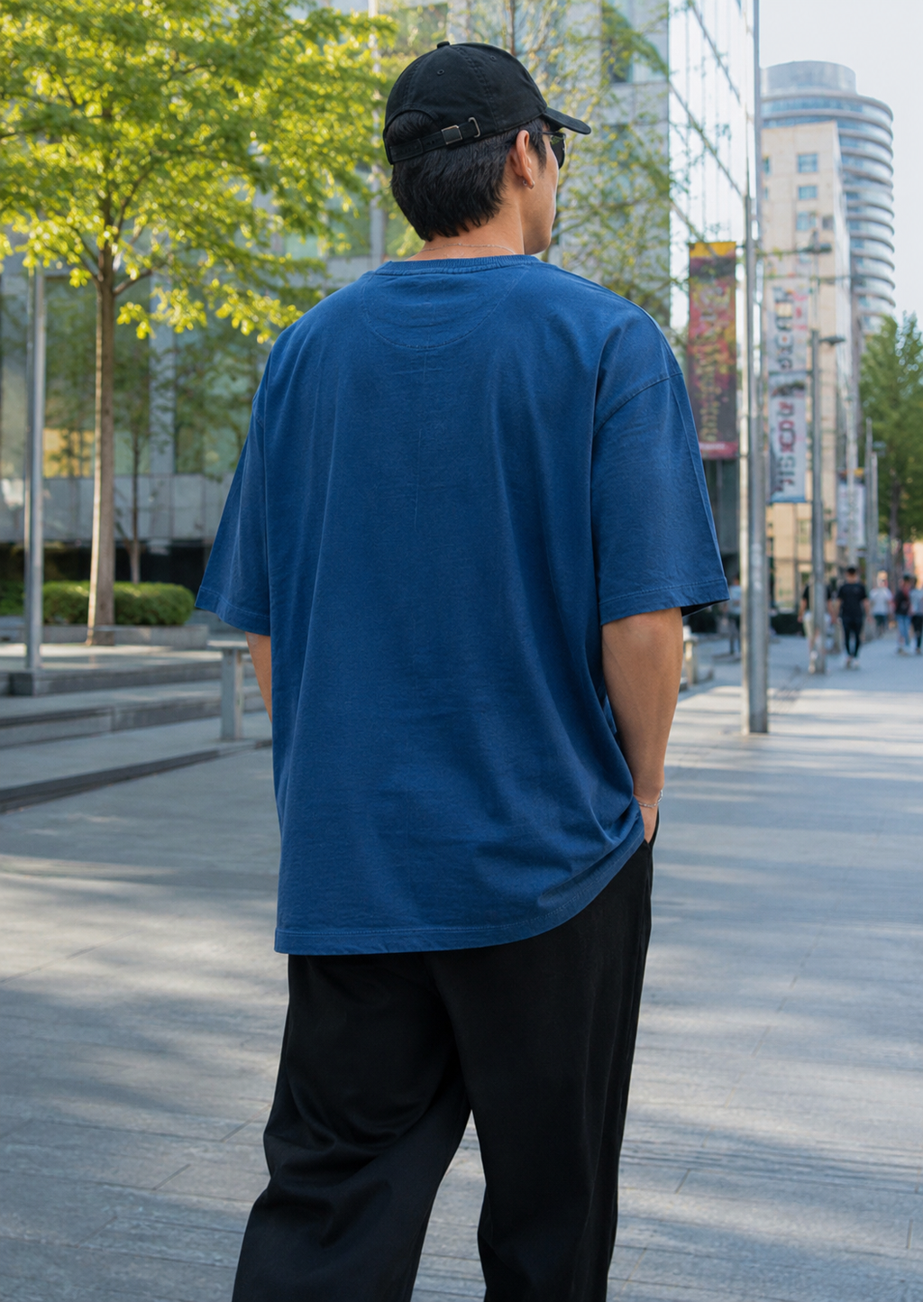 Petroleum blue Solid oversized Tshirt