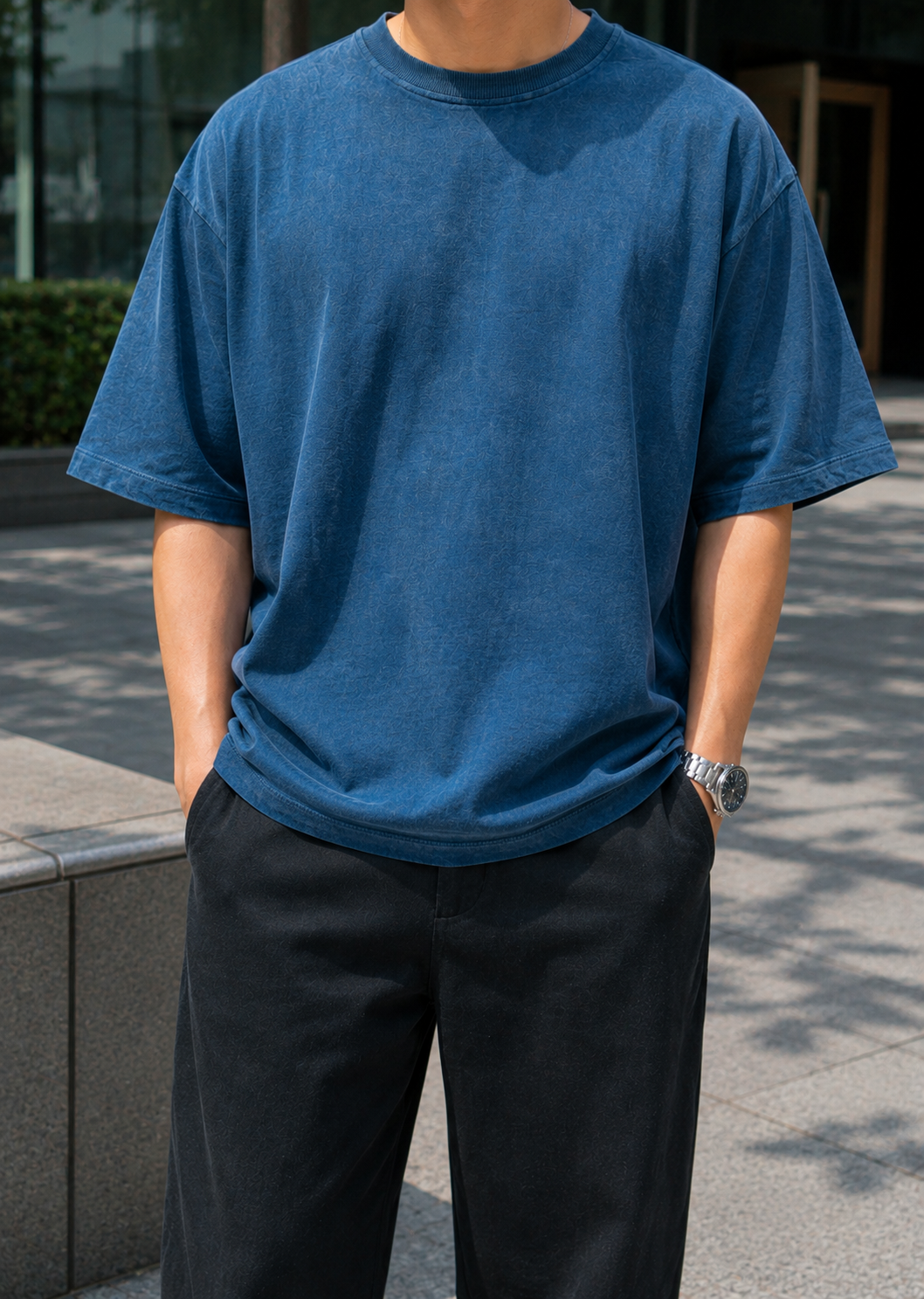 Petroleum blue Solid oversized Tshirt
