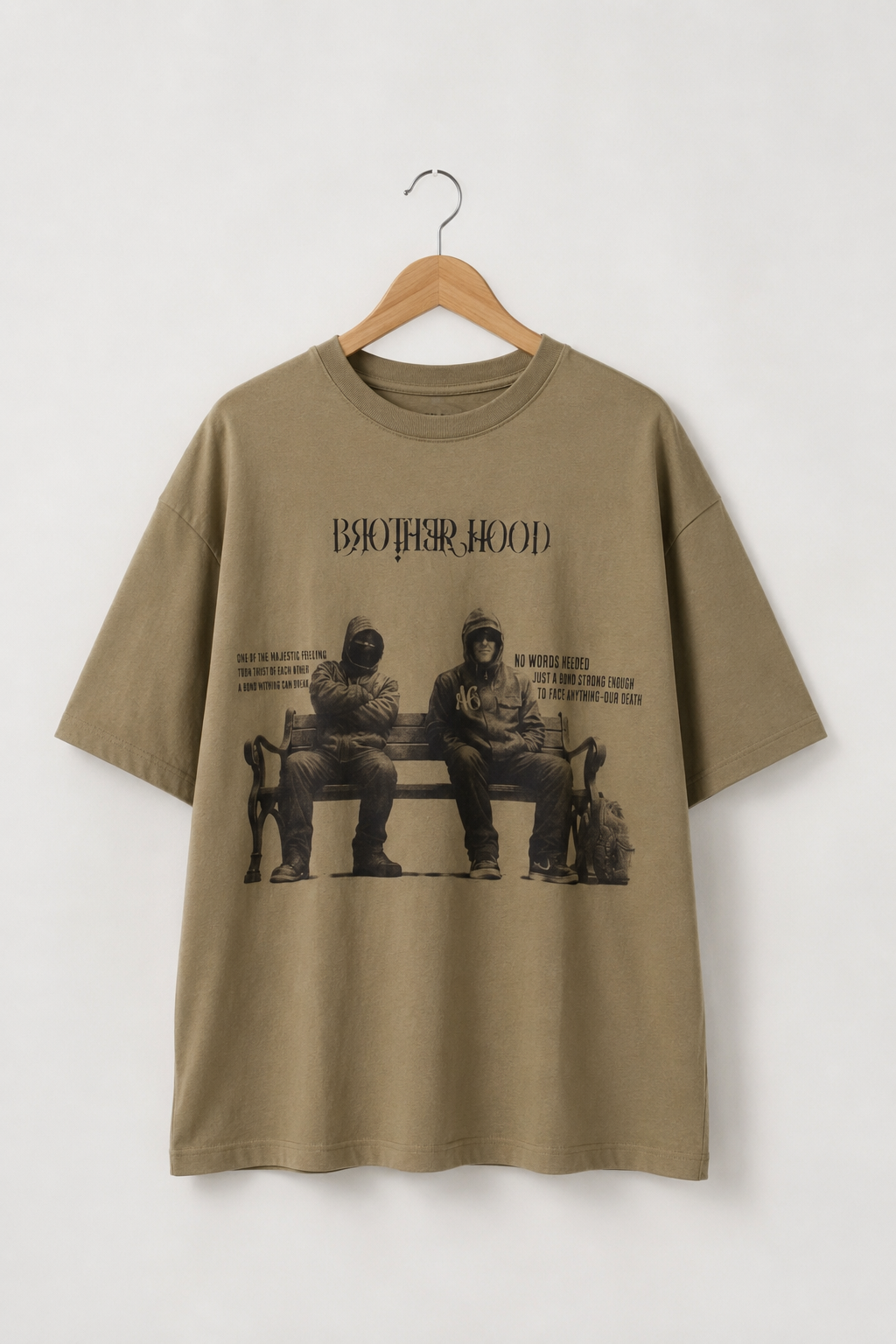 Brotherhood Oversized Graphic T-Shirt – Khaki